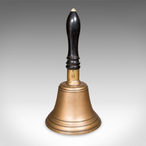 ANTIQUE SCHOOLMASTER'S HAND BELL ENGLISH BRONZE DINNER CHIME EDWARDIAN 1910 - ADDITIONAL PHOTO 5
