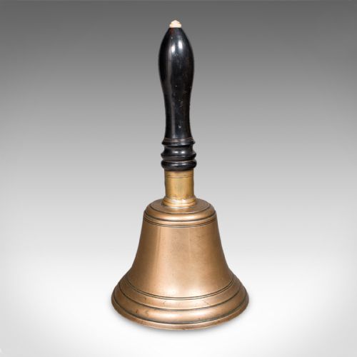 ANTIQUE SCHOOLMASTER'S HAND BELL ENGLISH BRONZE DINNER CHIME EDWARDIAN 1910 - ADDITIONAL PHOTO 6