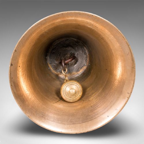 ANTIQUE SCHOOLMASTER'S HAND BELL ENGLISH BRONZE DINNER CHIME EDWARDIAN 1910 - ADDITIONAL PHOTO 7