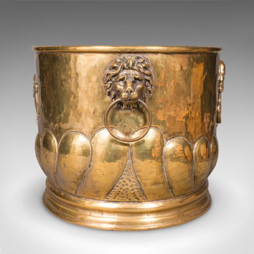 ANTIQUE COAL BUCKET FRENCH BRASS FIRESIDE FUEL BASKET PETRUS RAMUS VICTORIAN - ADDITIONAL PHOTO 3