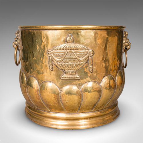 ANTIQUE COAL BUCKET FRENCH BRASS FIRESIDE FUEL BASKET PETRUS RAMUS VICTORIAN - ADDITIONAL PHOTO 4