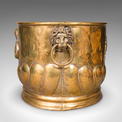 ANTIQUE COAL BUCKET FRENCH BRASS FIRESIDE FUEL BASKET PETRUS RAMUS VICTORIAN - ADDITIONAL PHOTO 5