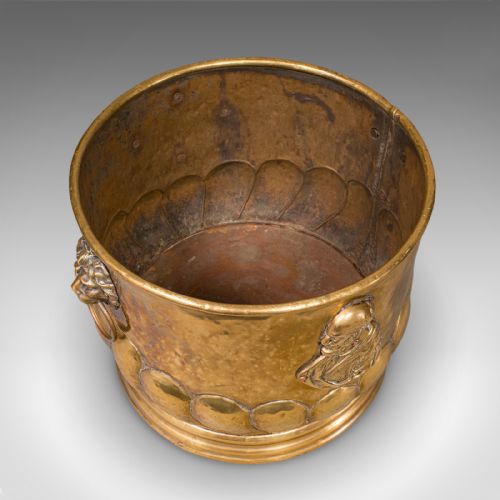 ANTIQUE COAL BUCKET FRENCH BRASS FIRESIDE FUEL BASKET PETRUS RAMUS VICTORIAN - ADDITIONAL PHOTO 6