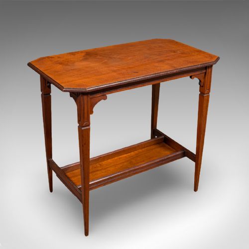 Antique Occasional Table, English, Walnut, Side, Hall, Under Tier, Edwardian