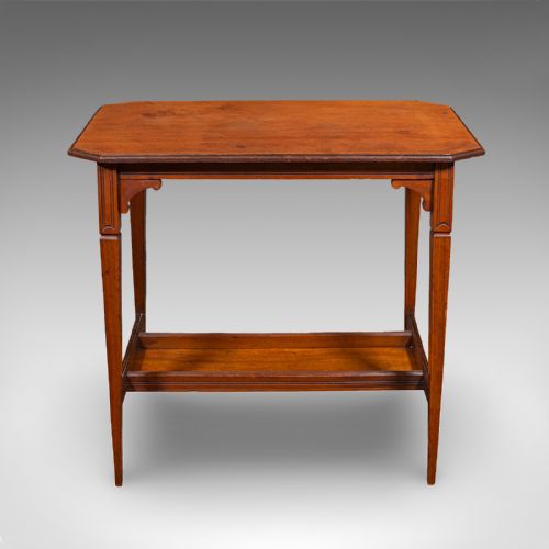 fig 1. Antique Occasional Table, English, Walnut, Side, Hall, Under Tier, Edwardian