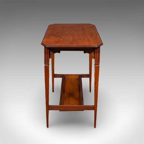fig 2. Antique Occasional Table, English, Walnut, Side, Hall, Under Tier, Edwardian