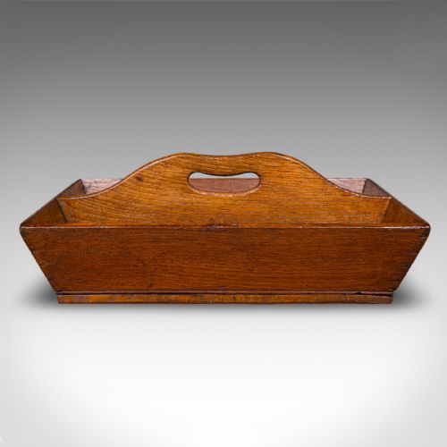 ANTIQUE HOUSEKEEPERS CARRY ENGLISH OAK CUTLERY TRAY TRUG WORK BOX GEORGIAN - ADDITIONAL PHOTO 1