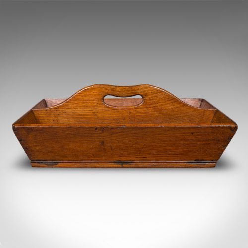ANTIQUE HOUSEKEEPERS CARRY ENGLISH OAK CUTLERY TRAY TRUG WORK BOX GEORGIAN - ADDITIONAL PHOTO 3