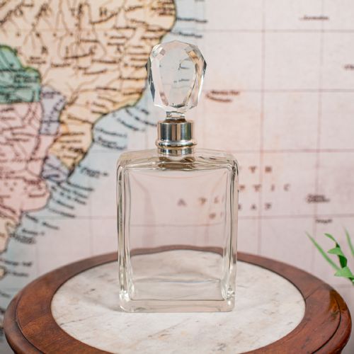 ANTIQUE WHISKEY DECANTER ENGLISH GLASS SCOTCH BOTTLE SILVER COLLAR HALLMARKED - ADDITIONAL PHOTO 3