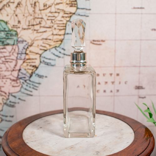 ANTIQUE WHISKEY DECANTER ENGLISH GLASS SCOTCH BOTTLE SILVER COLLAR HALLMARKED - ADDITIONAL PHOTO 4