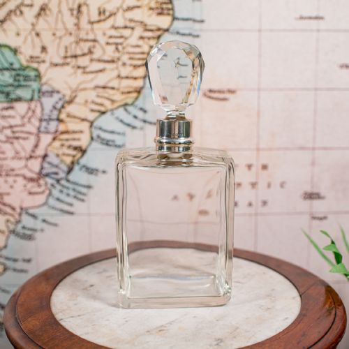 ANTIQUE WHISKEY DECANTER ENGLISH GLASS SCOTCH BOTTLE SILVER COLLAR HALLMARKED - ADDITIONAL PHOTO 5