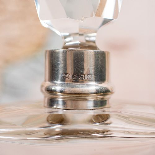ANTIQUE WHISKEY DECANTER ENGLISH GLASS SCOTCH BOTTLE SILVER COLLAR HALLMARKED - ADDITIONAL PHOTO 7