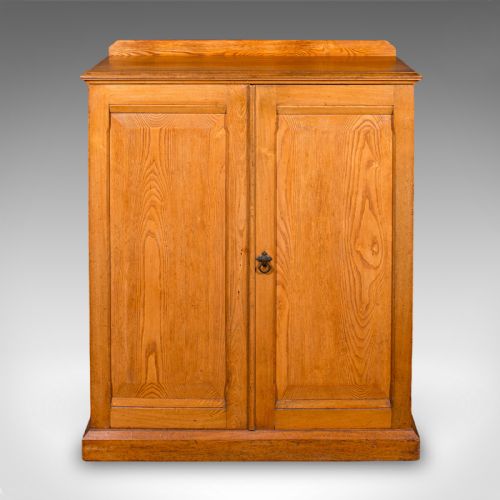 fig 2. Tall Antique Side Cabinet, English, Ash, Book Cupboard, Hall, Lounge, Victorian