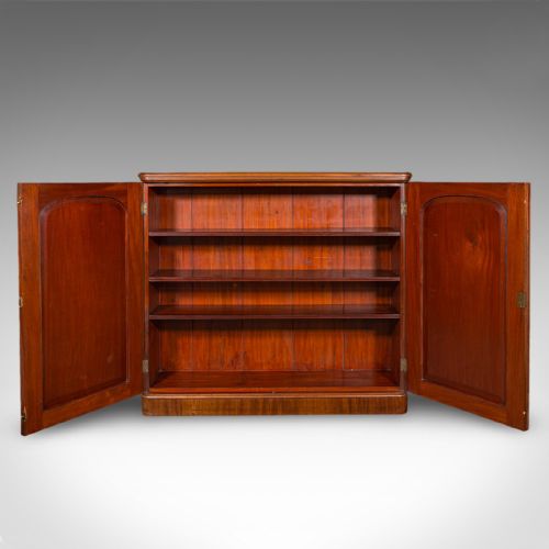LARGE ANTIQUE CAPTAIN'S BOOKCASE ENGLISH ENCLOSED BOOK CABINET LATE VICTORIAN - ADDITIONAL PHOTO 14