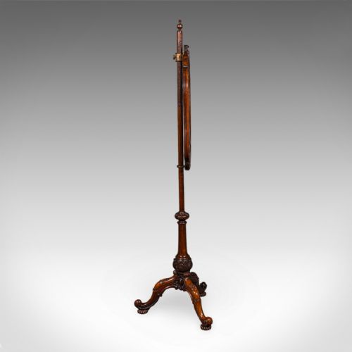 ANTIQUE POLE SCREEN ENGLISH EMBROIDERED FIRE PANEL REFLECTOR EARLY VICTORIAN - ADDITIONAL PHOTO 3