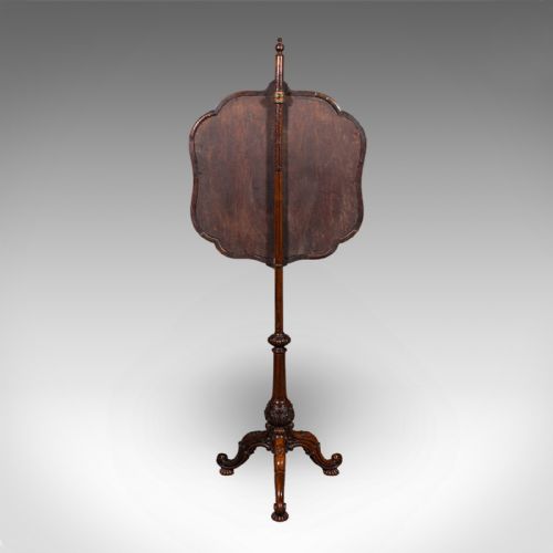 ANTIQUE POLE SCREEN ENGLISH EMBROIDERED FIRE PANEL REFLECTOR EARLY VICTORIAN - ADDITIONAL PHOTO 4