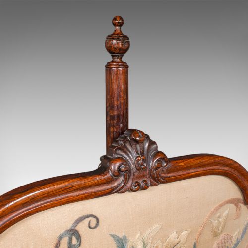 ANTIQUE POLE SCREEN ENGLISH EMBROIDERED FIRE PANEL REFLECTOR EARLY VICTORIAN - ADDITIONAL PHOTO 6