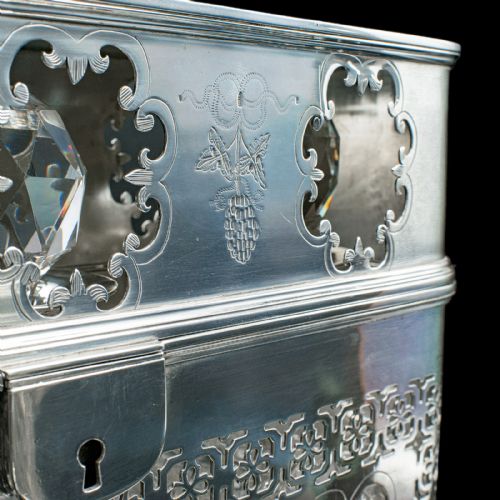 fig 3. Antique Tantalus, English, Silver Plated, Three Decanter Set, Edwardian, C.1910
