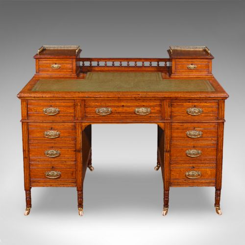 ANTIQUE ESTATE MANAGER'S KNEEHOLE DESK SCOTTISH OAK COUNTRY HOUSE VICTORIAN - ADDITIONAL PHOTO 1