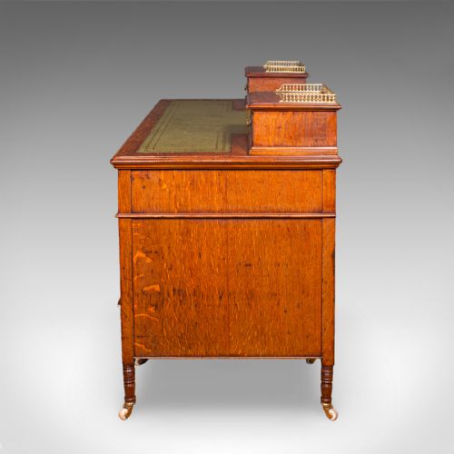 ANTIQUE ESTATE MANAGER'S KNEEHOLE DESK SCOTTISH OAK COUNTRY HOUSE VICTORIAN - ADDITIONAL PHOTO 4