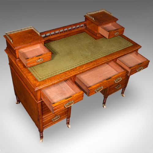 ANTIQUE ESTATE MANAGER'S KNEEHOLE DESK SCOTTISH OAK COUNTRY HOUSE VICTORIAN - ADDITIONAL PHOTO 5