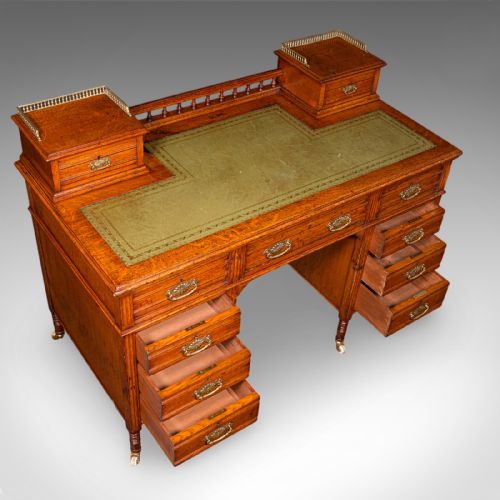 ANTIQUE ESTATE MANAGER'S KNEEHOLE DESK SCOTTISH OAK COUNTRY HOUSE VICTORIAN - ADDITIONAL PHOTO 6