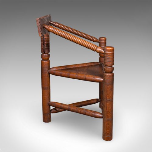ANTIQUE TURNER'S CHAIR ENGLISH OAK OLD SAXON ELBOW SEAT VICTORIAN C1900 - ADDITIONAL PHOTO 2
