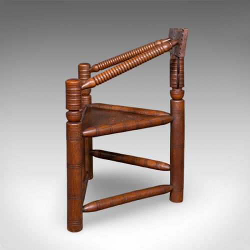 ANTIQUE TURNER'S CHAIR ENGLISH OAK OLD SAXON ELBOW SEAT VICTORIAN C1900 - ADDITIONAL PHOTO 4