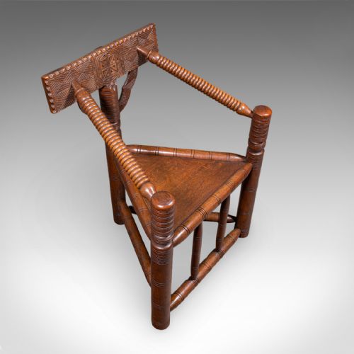 ANTIQUE TURNER'S CHAIR ENGLISH OAK OLD SAXON ELBOW SEAT VICTORIAN C1900 - ADDITIONAL PHOTO 5