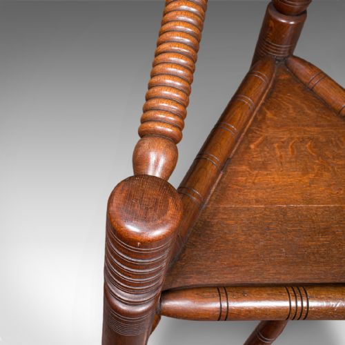 ANTIQUE TURNER'S CHAIR ENGLISH OAK OLD SAXON ELBOW SEAT VICTORIAN C1900 - ADDITIONAL PHOTO 7