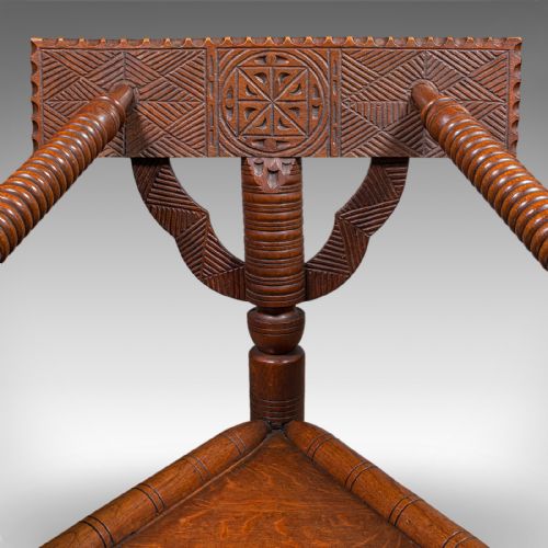 ANTIQUE TURNER'S CHAIR ENGLISH OAK OLD SAXON ELBOW SEAT VICTORIAN C1900 - ADDITIONAL PHOTO 8