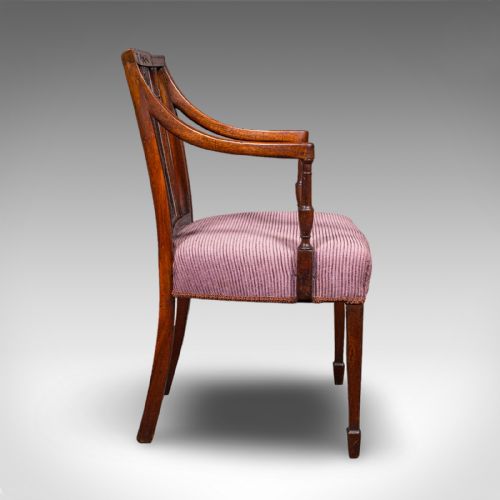 ANTIQUE MORNING ROOM CHAIR ENGLISH DESK ELBOW SEAT SHERATON TASTE GEORGIAN - ADDITIONAL PHOTO 2