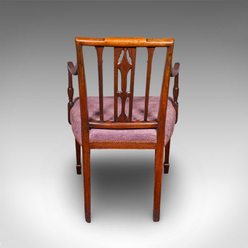 ANTIQUE MORNING ROOM CHAIR ENGLISH DESK ELBOW SEAT SHERATON TASTE GEORGIAN - ADDITIONAL PHOTO 3