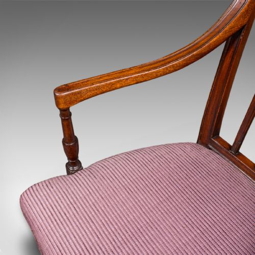 ANTIQUE MORNING ROOM CHAIR ENGLISH DESK ELBOW SEAT SHERATON TASTE GEORGIAN - ADDITIONAL PHOTO 7