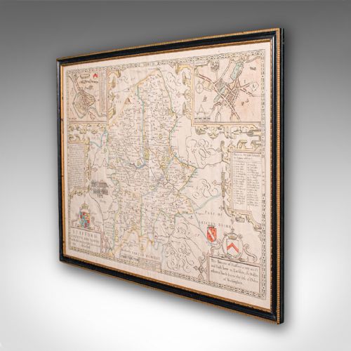 ANTIQUE STAFFORD COUNTY MAP ENGLISH ATLAS ENGRAVING 17TH CENTURY CARTOGRAPHY - ADDITIONAL PHOTO 2