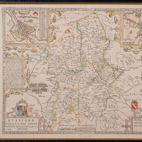 ANTIQUE STAFFORD COUNTY MAP ENGLISH ATLAS ENGRAVING 17TH CENTURY CARTOGRAPHY - ADDITIONAL PHOTO 3