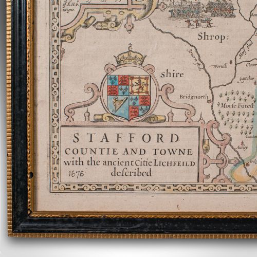 ANTIQUE STAFFORD COUNTY MAP ENGLISH ATLAS ENGRAVING 17TH CENTURY CARTOGRAPHY - ADDITIONAL PHOTO 4