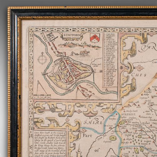 ANTIQUE STAFFORD COUNTY MAP ENGLISH ATLAS ENGRAVING 17TH CENTURY CARTOGRAPHY - ADDITIONAL PHOTO 5