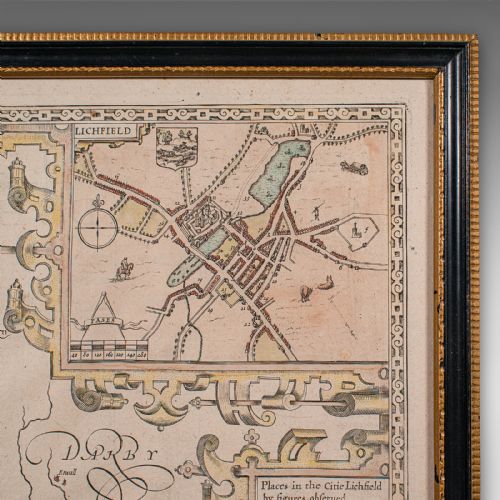ANTIQUE STAFFORD COUNTY MAP ENGLISH ATLAS ENGRAVING 17TH CENTURY CARTOGRAPHY - ADDITIONAL PHOTO 6