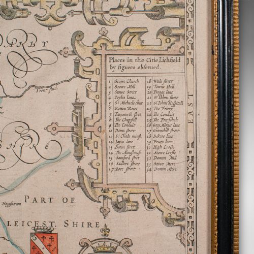 ANTIQUE STAFFORD COUNTY MAP ENGLISH ATLAS ENGRAVING 17TH CENTURY CARTOGRAPHY - ADDITIONAL PHOTO 8