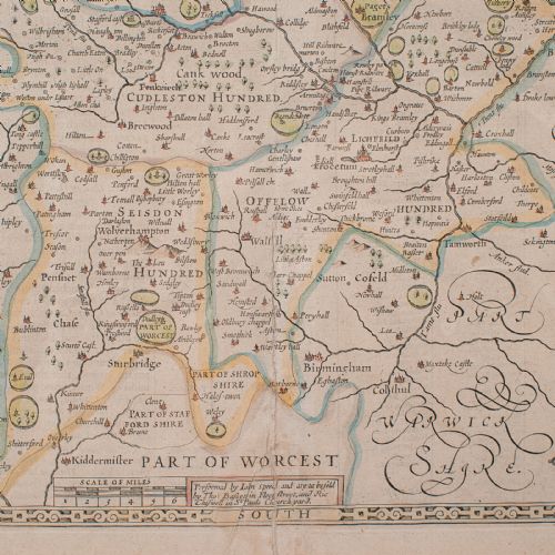 ANTIQUE STAFFORD COUNTY MAP ENGLISH ATLAS ENGRAVING 17TH CENTURY CARTOGRAPHY - ADDITIONAL PHOTO 9