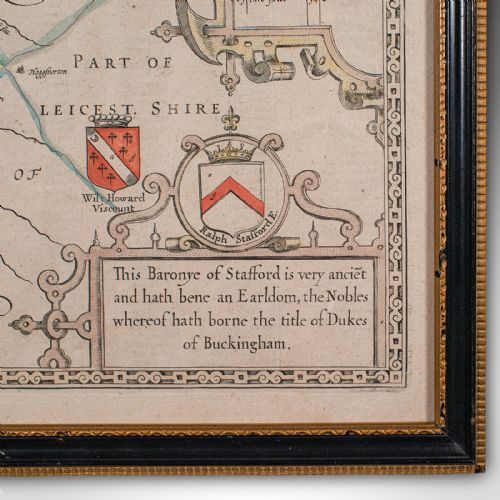 ANTIQUE STAFFORD COUNTY MAP ENGLISH ATLAS ENGRAVING 17TH CENTURY CARTOGRAPHY - ADDITIONAL PHOTO 10