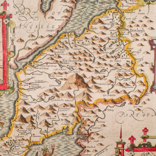 ANTIQUE CAERNARVON MAP FRAMED CARTOGRAPHY WELSH COUNTY JOHN SPEED CIRCA 1610 - ADDITIONAL PHOTO 5