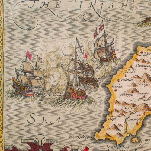 ANTIQUE CAERNARVON MAP FRAMED CARTOGRAPHY WELSH COUNTY JOHN SPEED CIRCA 1610 - ADDITIONAL PHOTO 7
