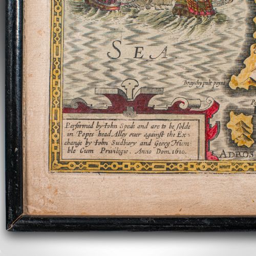 ANTIQUE CAERNARVON MAP FRAMED CARTOGRAPHY WELSH COUNTY JOHN SPEED CIRCA 1610 - ADDITIONAL PHOTO 8