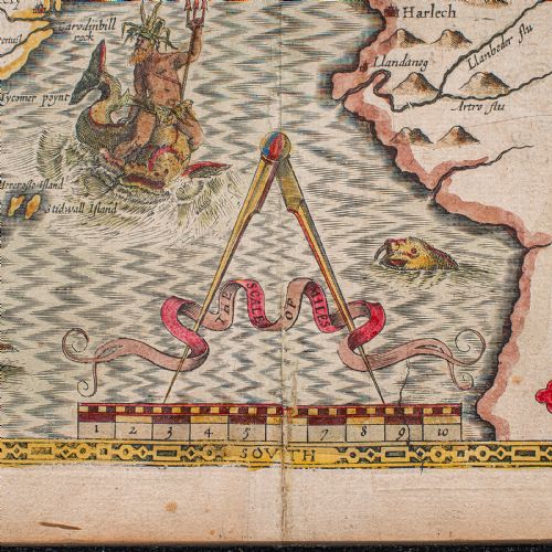 ANTIQUE CAERNARVON MAP FRAMED CARTOGRAPHY WELSH COUNTY JOHN SPEED CIRCA 1610 - ADDITIONAL PHOTO 9