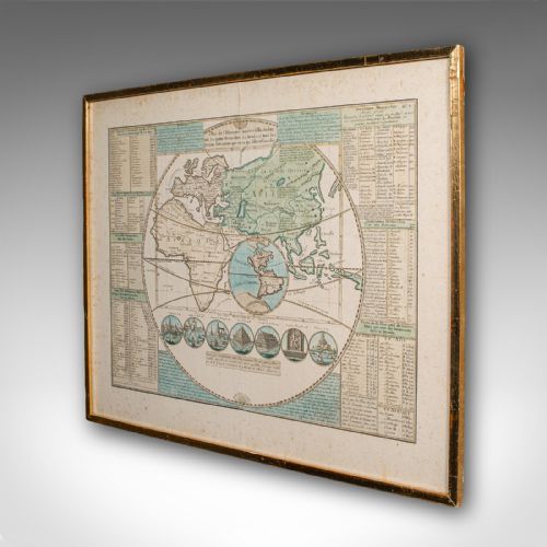 ANTIQUE PLAN DE L'HISTORIE UNIVERSELLE WORLD MAP FRAMED CARTOGRAPHY CIRCA 1730 - ADDITIONAL PHOTO 2