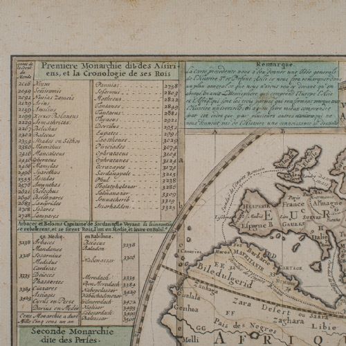ANTIQUE PLAN DE L'HISTORIE UNIVERSELLE WORLD MAP FRAMED CARTOGRAPHY CIRCA 1730 - ADDITIONAL PHOTO 6