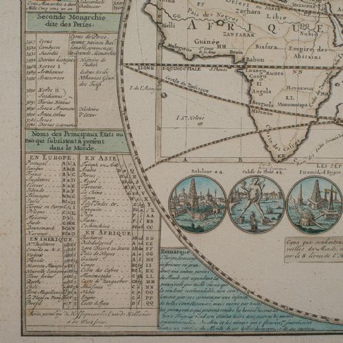 ANTIQUE PLAN DE L'HISTORIE UNIVERSELLE WORLD MAP FRAMED CARTOGRAPHY CIRCA 1730 - ADDITIONAL PHOTO 7