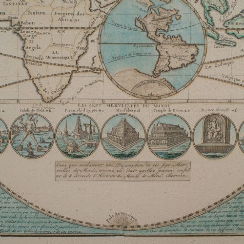 ANTIQUE PLAN DE L'HISTORIE UNIVERSELLE WORLD MAP FRAMED CARTOGRAPHY CIRCA 1730 - ADDITIONAL PHOTO 8